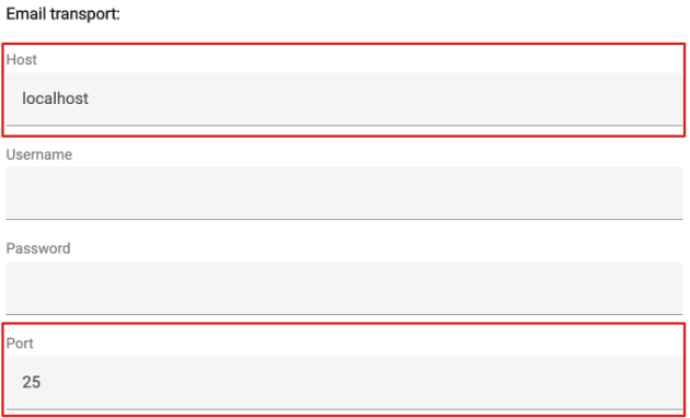 SMTP host and port settings with Localhost