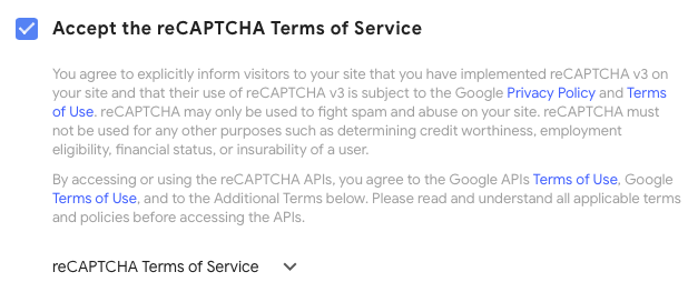 accept the recaptcha terms of service